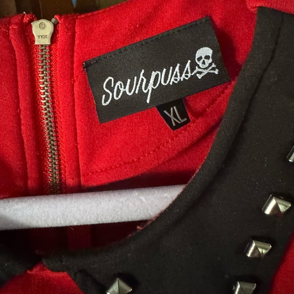 Excellent used condition Sourpuss STUD COLLAR DRESS RED in size XL - Picture 12 of 14